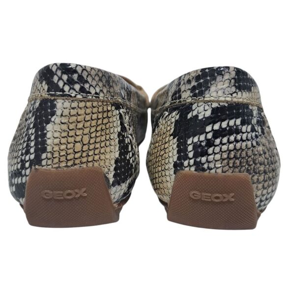 Geox Respira Phython Print Drive Moccasin Loafer Faux Leather Size 37 Biege/Mult - Picture 5 of 16